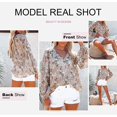 thumbnail image 3 of Blouses Décontractées Boho à Imprimé Floral Col en V Manches Longues Chemises Amples TG, 3 of 4