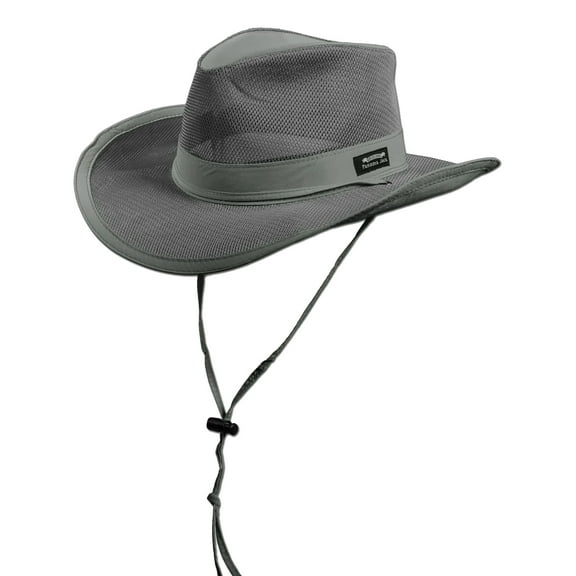Panama Jack Mesh Crown Safari Sun Hat, 3" Brim, Adjustable Chin Cord, UPF (SPF) 50 Sun Protection (Charcoal, Medium)