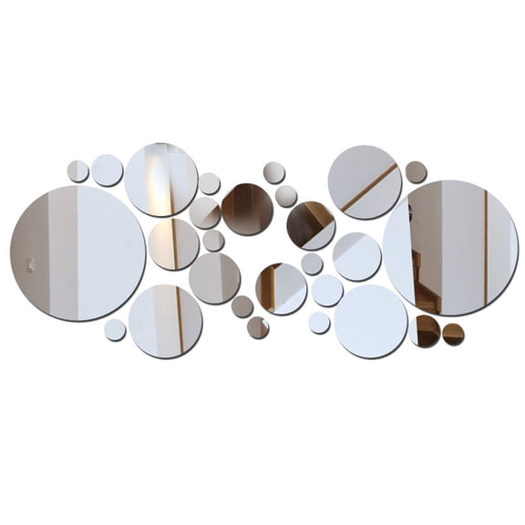 WYZCTTD 32 Pcs Circle Mirror Wall Stickers Removable Acrylic Self Adhesive Decal Decor