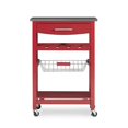 thumbnail image 3 of Riverbay Furniture Transitional Wood/Stainless Steel Kitchen Cart in Vibrant Red, 3 of 12