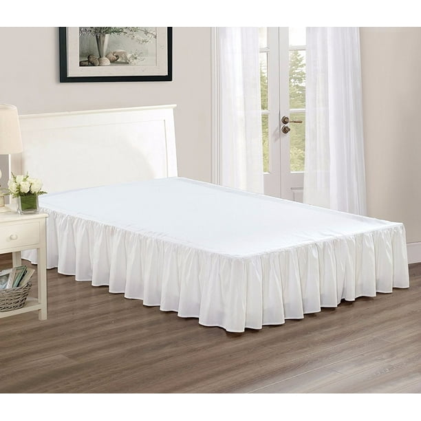 Solid Chic Dust Ruffle Bed Skirt, 15" Drop (King, White), Chezmoi