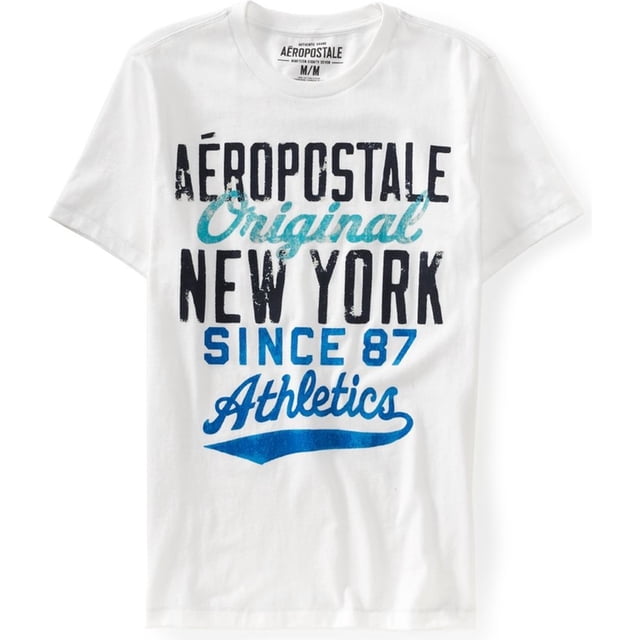 Aeropostale Hombre Puff Paint Original Brnew York Graphic Camiseta, Blanco, Grande Aeropostale Camiseta gráfica
