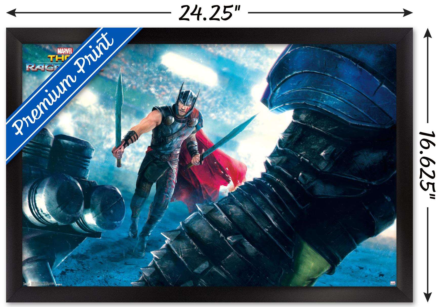 Marvel Cinematic Universe - Thor - Ragnarök - Arena Thor Wall Poster, 14.725" x 22.375", Framed