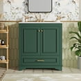 thumbnail image 2 of 30" Bathroom Vanity with Ceramic Sink, Freestanding Modern Cabinet, 2 Soft-Closing Doors & Storage Shelf, Solid Wood Frame, Compact for Small Spaces, Green, 2 of 7