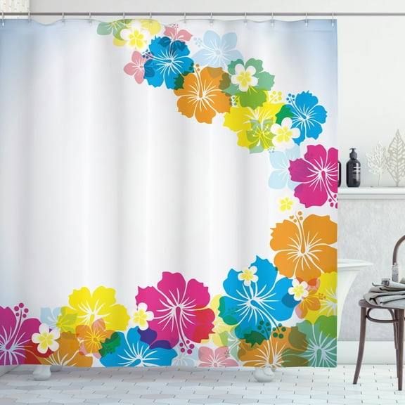 Ambesonne Luau Shower Curtain, Polynesian Spring Aloha, 69"Wx70"L, Multicolor