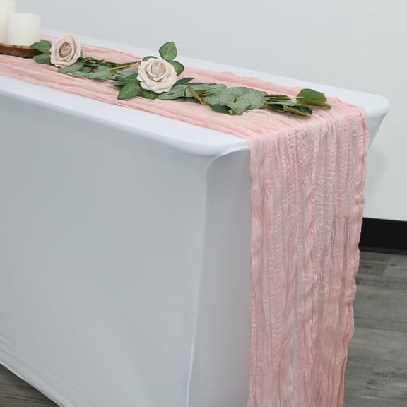 YOUR CHAIR COVERS - 35" X 10FT Gauze Cheesecloth Table Runner for Weddings, Quinceanera, Events or Baby Shower - Blush