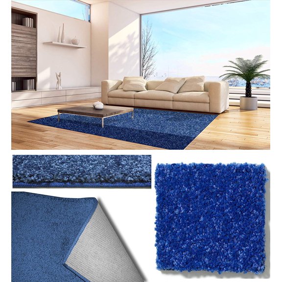 30 oz Soft and Cozy Area Rugs 1/2" Thick Cut Pile Polyester Material. Many Sizes Available (Color: Cobalt )