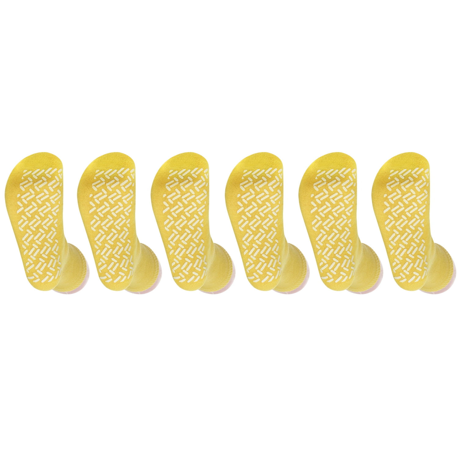 6 Pairs Yellow Non Skid Hospital, Yoga, Pilates, Gripper Slipper Socks