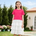 thumbnail image 6 of Girls' Tees Short Sleeve Cute Lace Hem Crewneck T Shirts Casual T Shirt Tops Summer Tops Cute Tops for Girls 9-10 Years, 6 of 7