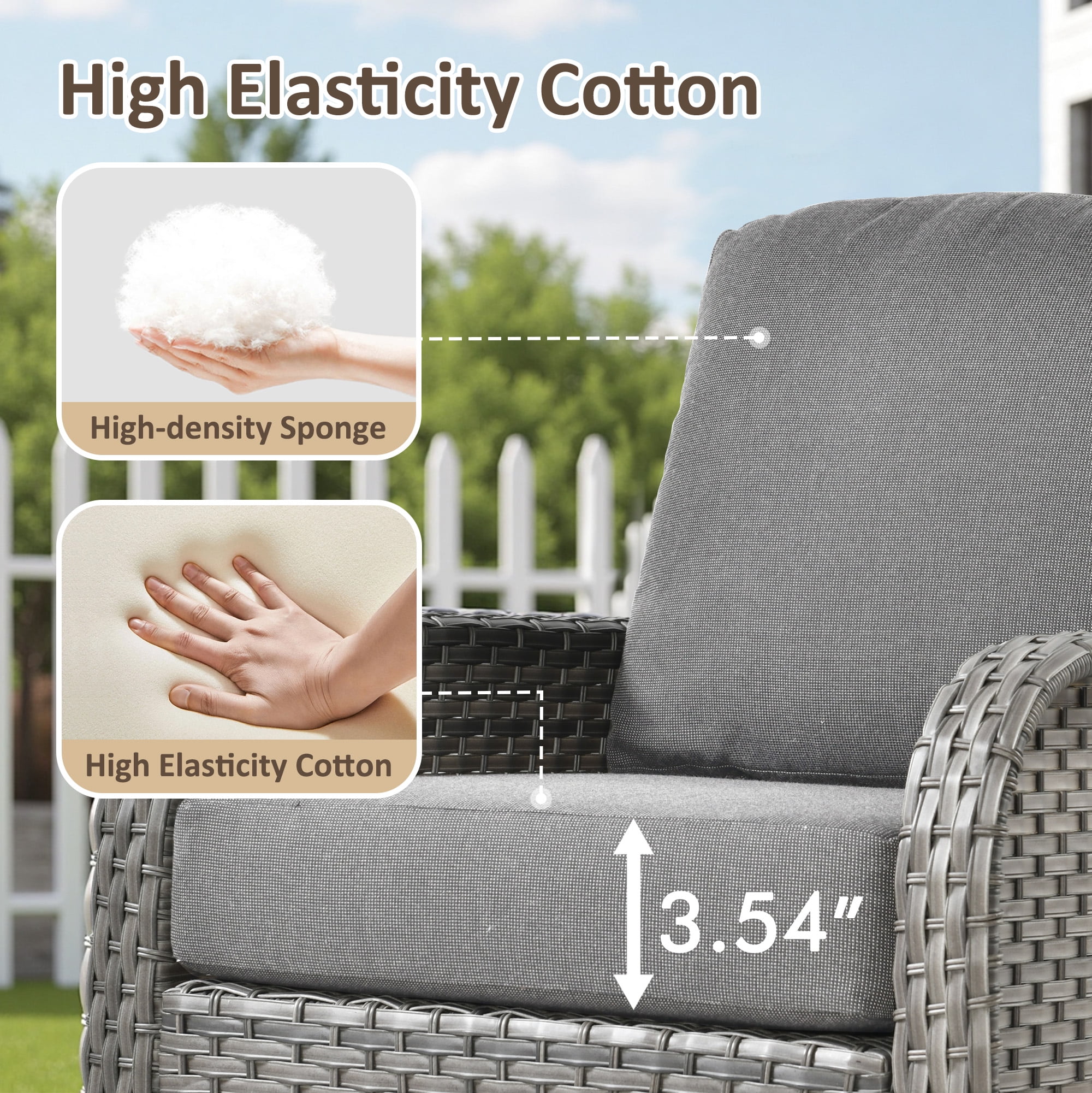 Toject 6 Pieces Patio Furniture Set, Wicker Outside Furniture with Loveseat Table Chairs Set for Porch, All-Weather High Back Outdoor Conversation Set for Backyard, Dark Gray