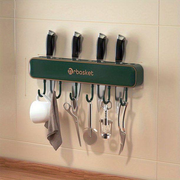 1pc Knife Holder, Wall-mounted Household Utensils Rack, Knife Holder, Knife Hook, Integrated Storage Rack, Multi-functional Kitchen Knife Storage Rack, Kitchen Accessories