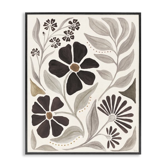 Stupell Industries Curving Boho Plants Botanical & Floral Painting Black Framed Art Print Wall Art, 11 x 14