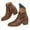 Coffee, variant on Women's Ankle Boots Leather Ankle Boots With Cut Out Design Low Heel Side Zipper Casual Fashion Footwear For Daily Comfort