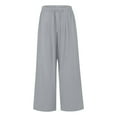 thumbnail image 4 of EDFBUYKRS Womens Pants Size 10 Women's Summer High Waisted Drawstring Linen Wide Leg Beach Pants with Pockets Comfortable Casual Pure Color Loose Fit Trousers for Travel and Relaxation Xl, 4 of 5