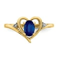 thumbnail image 5 of Real 14kt Yellow Gold Sapphire and Diamond Heart Ring Size: 7; for Adults and Teens; for Women and Men, 5 of 5