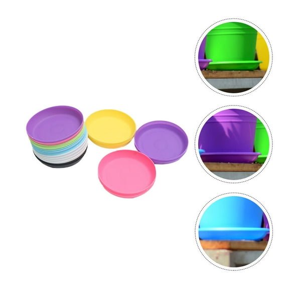 OFFIGAM Round Flower Pot Trays, 25 Pieces Assorted Colors, and Impact Resistant Garden Plant Saucer Set