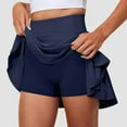 thumbnail image 3 of Womens Tennis Golf Skirt, Pleated Athletic Skirts with Shorts High Waisted Flowy Mini Skort for Workout Sports High Waisted Skirts for Women Dark Blue 3XL, 3 of 6