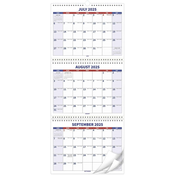 Calendario de pared Feteulo 2025-2027 de julio a junio, 11 x 25 cm Move-a-Page