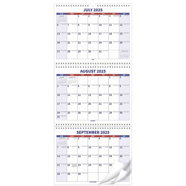 Calendario de pared Feteulo 2025-2027 de julio a junio, 11 x 25 cm Move-a-Page