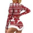 thumbnail image 1 of Offres à Durée Limitée! Lingerie pour Femmes Imprimé de Noël Non Positionné Col en V Détail Plume Manches Longues Justaucorps Aguichant Lingerie Aguichant Pyjamas, 1 of 8