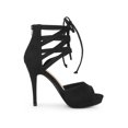 thumbnail image 3 of BLISSFUL STEP Women's Platform Gladiator Strappy Open Toe Stiletto High Heel Sandals Black (Size 7), 3 of 8
