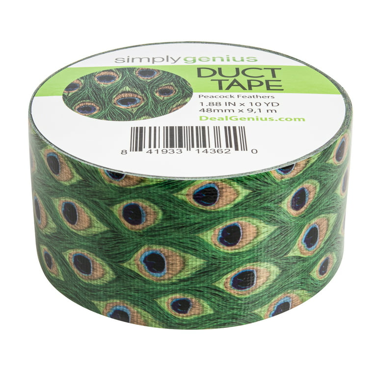  Simply Genius (Single Roll) Patterned Duct Tape Roll Craft  Supplies for Kids Adults Colored Duct Tape Colors, Peacock Feathers