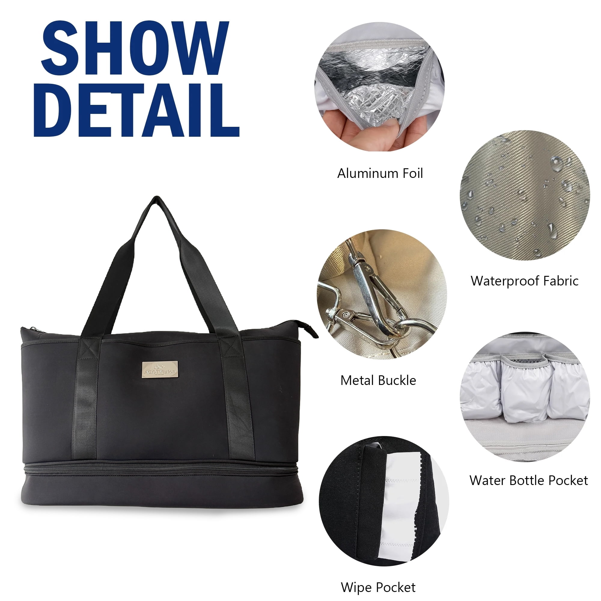 Diaper Bag Tote, Diaper Baby Bags With Mini Bag and Changing Pad, Shoulder Straps, Waterproof Large Mommy Maternity Travel Baby Tote for Mom and Dad, Black