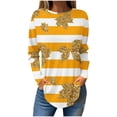 thumbnail image 3 of QATAINLAV Womens Plus Size Tops Casual Loose Sweatshirt Long Sleeve Pullover Blouse Fall Stripe Printing Round Neck T Shirts Multicolor 5XL, 3 of 6