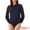 Navy Blue, variant on Unique Bargains Women's Leotard Shirt Collared Button Down Long Sleeves Bodysuit XS White