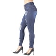 thumbnail image 3 of Fashion2Love Women's Juniors Butt Lift Push Up Mid Waist Ripped Distressed Skinny Jeans, 3 of 9