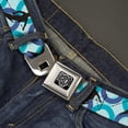thumbnail image 2 of Buckle-Down Belt, Seatbelt Buckle Belt, Action Ski Pose Silhouettes Rings Blues Black, 30 to 44 Inches, 2 of 9