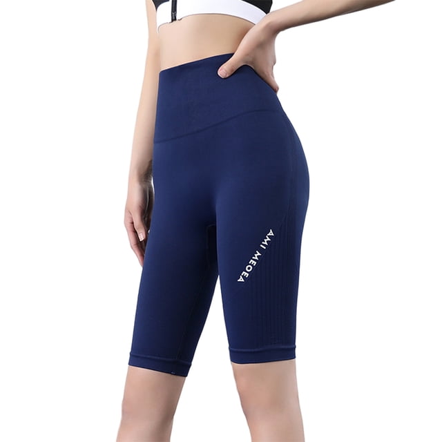 Pantalones de Yoga para mujer, reemplazo de cintura alta, transpirables, absorbentes del sudor, deportes, sentadillas profundas, pantalones Prendas para la parte inferior del cuerpo Azul oscuro L Minnieouse AP019347-09