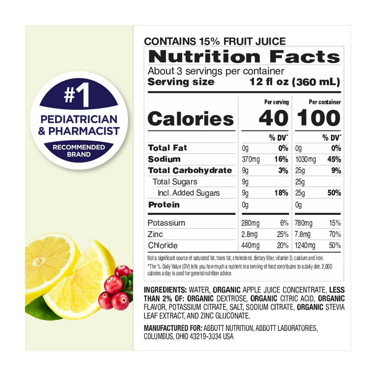 Pedialyte Organic Electrolyte Solution, Crisp Lemon Berry, 1 Liter