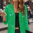 thumbnail image 6 of OGLCCG Womens Sparkly Sequins Cardigan Lightweight 3/4 Sleeve Open Front Shrug Bolero Jacket Loose Fit Party Glitter Outwear, 6 of 8