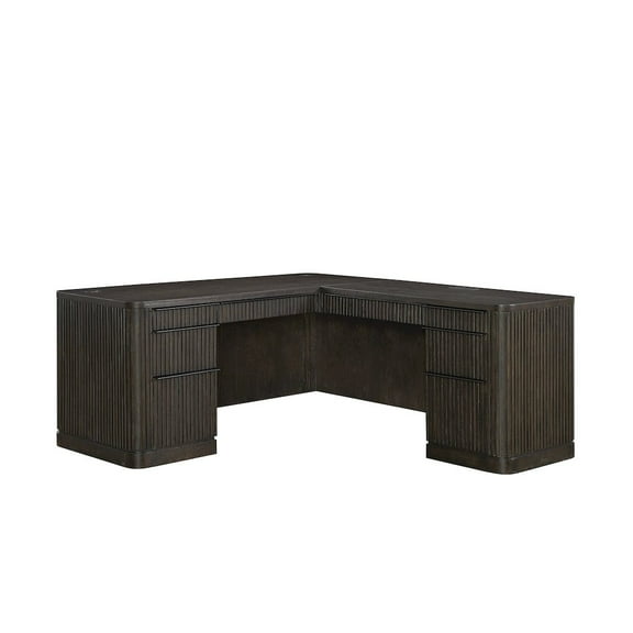 Martin Furniture Tulane Pedestal L-Desk, Pedestal Desk, Office Desk, Brown