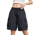 thumbnail image 4 of yillto Cargo Shorts for Womens Plus Size Wide Leg High Waist Baggy Dressy Short Trousers with Pockets, 4 of 7