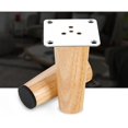 thumbnail image 4 of Juego de 4 patas de madera maciza para muebles, inclinadas, 15 cm, patas de repuesto con placa de montaje y tornillos para sofá, TV, cama, mesa de comedor, 4 of 5
