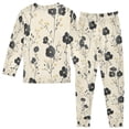 thumbnail image 2 of FORMRS Long Sleeve Top and Pants Pajama Set for Niños 2-Piece Sleepwear, Sizes 18M-8Y, Small Black Flowers, 2 of 6