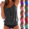 thumbnail image 4 of VISALY Women's Two-Piece Tankini Swimsuit Spaghetti Strap Bathing Suit with High Waisted Shorts Tummy Control Swimwear for Beach Pool and Summer Vacation Lightweight Full Coverage Swim Suit Black L, 4 of 8