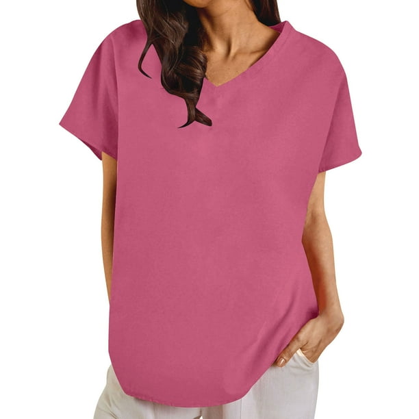 Vestidos Casuales Para Mujer, Blusas De Mujer De Moda Moda de verano para mujer, cuello en V, ocio, manga tres cuartos, color liso