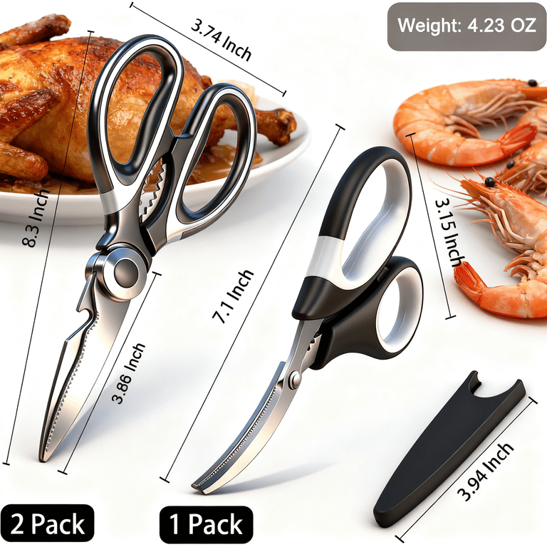 oannao 3-Pack Heavy Duty Kitchen Scissors Stainless Steel photo 5