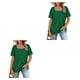 thumbnail image 3 of Qarigey Camiseta de algodón para mujer, Top plisado de manga corta con cuello cuadrado, ropa de verano a la moda para senderismo y vacaciones, Type3 NO3, 3 of 6