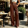 thumbnail image 5 of Mifsaly Casual Dress Pants for Women High Waisted Pleated Wide Leg Trousers Button Front Business Casual Work Slacks with Pockets Brown,M, 5 of 6