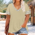 thumbnail image 6 of Sexlip Women's T-Shirt Summer V-Neck Short Sleeve Loose Fit Great for Layering Comfortable Wear Suitable for Spring Weather Yellow S, 6 of 6