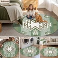 thumbnail image 6 of 7ft Washable Round Rug, Green Pattern Retro Bohemian Non-Slip Circle Area Rug for Living Room Dining Room, Square Abstract Geometric Indoor Floor Mat for Home Decor, 6 of 9