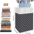 thumbnail image 3 of HomeHacks Laundry Baskets, Laundry Hamper with Long Handles, Collapsible Waterproof Clothes Hamper, Durable Tall Laundry Bin, Clothes Hamper for Bedroom, Bathroom, Dorm, Toys, 75L, 1-Pack, Black, 3 of 7
