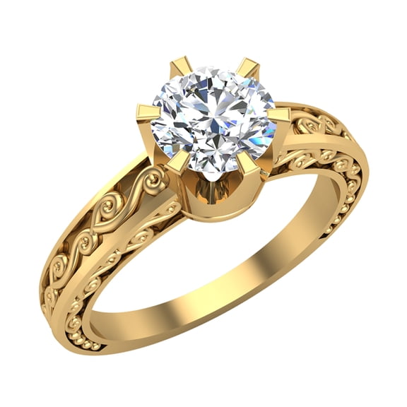 0.71 Carat Vintage Style Filigree Engagement Ring 18K Gold (G,SI1)
