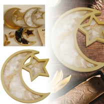 Ramadan Wooden Serving Tray - Moon Star Eid Mubarak Tableware for Dessert, Pastry, and Snack Display, Party Decor, and Home Tableware