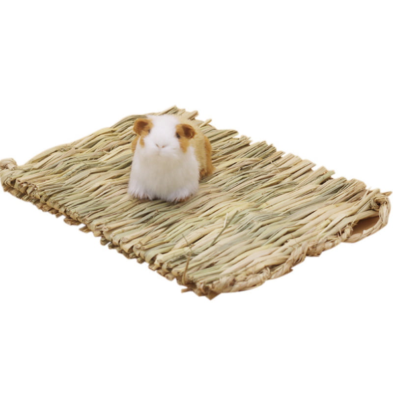 Grass Woven Guinea Pig Rabbit Hamster Bed Mat Straw Nest Cage Pet Chew Toys Pad 