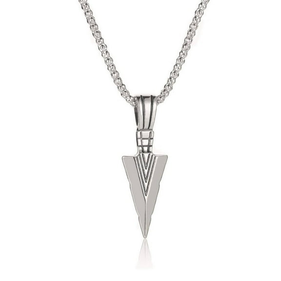 DESIGNICE Pendant Necklace,Vintage Arrowhead Design Pendant Necklace for Women,Symbolizes Power Necklaces for Men,Metallic Finish Womens Necklaces,Silver
